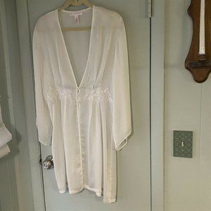 Oscar De La Renta Pink Label Robe Short White Large Nipped waist